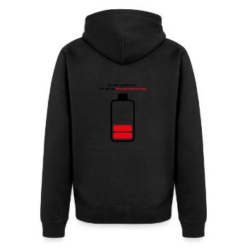 Ich bin nicht faul, ich bin im Energiesparmodus. - Unisex Premium Bio Zip Hoodie - Schwarz - Hinten - Nico (187cm)