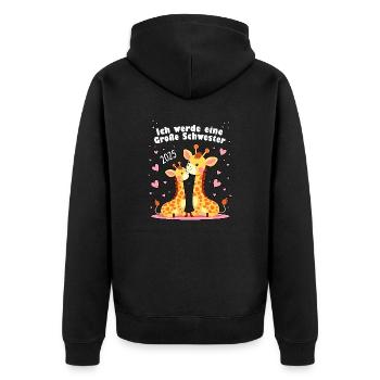 Ich werde große Schwester 2025 - Unisex Premium Bio Zip Hoodie - Schwarz - Hinten - Nico (187cm)