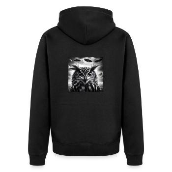 hibou drôle Selfie graphique avec des OVNI Extraterrestres étranges Sc - Veste à capuche bio Premium Unisexe - noir - Dos - Nico (187cm)