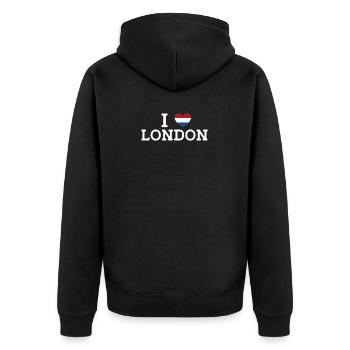 I Love London Niederlande Flagge Cool Paris Frankreich - Unisex Premium Bio Zip Hoodie - Schwarz - Hinten - Nico (187cm)