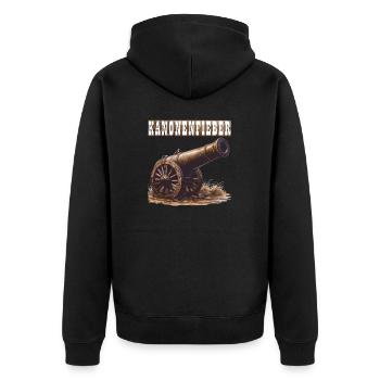 KANONENFIEBER - Unisex Premium Bio Zip Hoodie - Schwarz - Hinten - Nico (187cm)