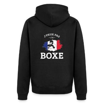 Boxen Ich kann nicht Boxen Boxen Frankreich - Unisex Premium Bio Zip Hoodie - Schwarz - Hinten - Nico (187cm)