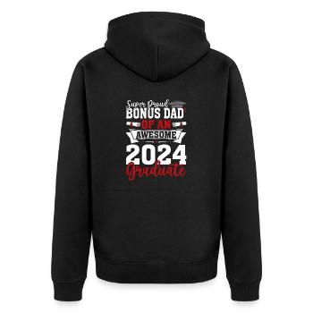Bonus-Vater eines lustigen Abschlusses 2024 - Unisex Premium Bio Zip Hoodie - Schwarz - Hinten - Nico (187cm)