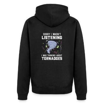 Sorry I Wasn't Listening I Was Thinking About - Unisex Premium Organic Zip Hoodie - black - Back - Nico (187cm)