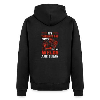 Mes pensées sont sales mais mes soudures sont propres - Veste à capuche bio Premium Unisexe - noir - Dos - Nico (187cm)