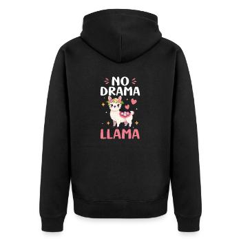 Kein Drama Lama Lustiges Lama Drama Free Zone Alpaka - Unisex Premium Bio Zip Hoodie - Schwarz - Hinten - Nico (187cm)