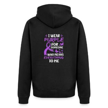 Je porte du violet pour quelqu’un qui compte tout pour - Veste à capuche bio Premium Unisexe - noir - Dos - Nico (187cm)