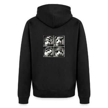 Meerschweinchen Selfie Lustige Hüte Vintage Fotoshooting A - Unisex Premium Bio Zip Hoodie - Schwarz - Hinten - Nico (187cm)