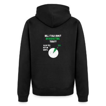 Internet Affiliate Marketing talk about Funny Quot - Unisex Premium Organic Zip Hoodie - black - Back - Nico (187cm)