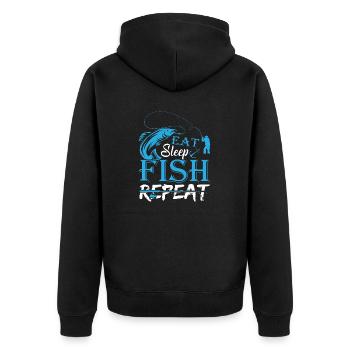 Manger dormir poisson répéter - Veste à capuche bio Premium Unisexe - noir - Dos - Nico (187cm)