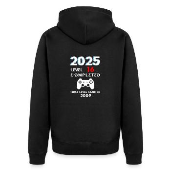 2025 Niveau 16 / 16e anniversaire 2025 Cadeau Gamer - Veste à capuche bio Premium Unisexe - noir - Dos - Nico (187cm)