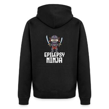 Epilepsie Ninja Störung des Nervensystems Epilepsie - Unisex Premium Bio Zip Hoodie - Schwarz - Hinten - Nico (187cm)
