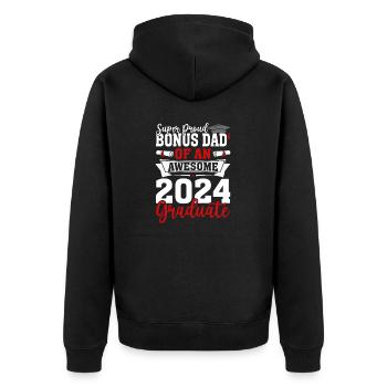 Bonus-Vater eines lustigen Abschlusses 2024 - Unisex Premium Bio Zip Hoodie - Schwarz - Hinten - Nico (187cm)