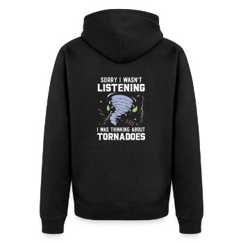 Sorry I Wasn't Listening I Was Thinking About - Unisex Premium Organic Zip Hoodie - black - Back - Nico (187cm)