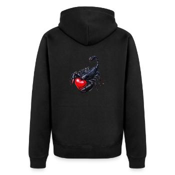 SKORPION HERZ - Unisex Premium Bio Zip Hoodie - Schwarz - Hinten - Nico (187cm)