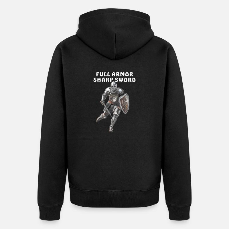 ARMURE COMPLÈTE ÉPÉE TRANCHANTE - Veste à capuche bio Premium Unisexe - noir