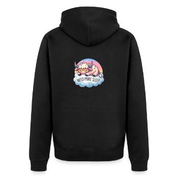 Cute Highland Cow Sleep Lover - Peaceful Bedtime - Unisex Premium Organic Zip Hoodie - black - Back - Nico (187cm)