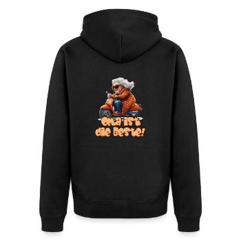Funny granny on scooter granny is the best - Unisex Premium Organic Zip Hoodie - black - Back - Nico (187cm)