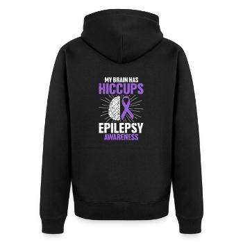Mein Gehirn Hat Schluckauf Lila Band Lustige Epilepsie - Unisex Premium Bio Zip Hoodie - Schwarz - Hinten - Nico (187cm)