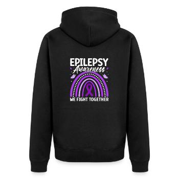 We Fight Together Purple Nervous System Epilepsy - Unisex Premium Organic Zip Hoodie - black - Back - Nico (187cm)