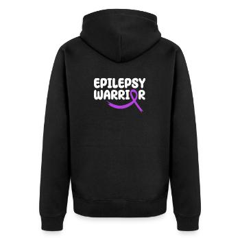 Epilepsie Krieger Purple Ribbon Nervensystem - Unisex Premium Bio Zip Hoodie - Schwarz - Hinten - Nico (187cm)