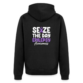 Seize The Day Ruban Violet Système Nerveux - Veste à capuche bio Premium Unisexe - noir - Dos - Nico (187cm)