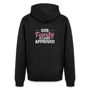 Notre famille est approuvée par le tribunal Adoption drôle - Veste à capuche bio Premium Unisexe - noir - Dos - Nico (187cm)