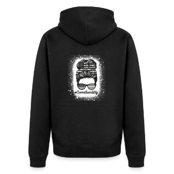 Corrections Wife Messy Bun Correctional Officer - Unisex Premium Organic Zip Hoodie - black - Back - Nico (187cm)