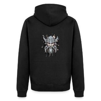 Viking Head Portrait Motivation Mythology - Unisex Premium Organic Zip Hoodie - black - Back - Nico (187cm)