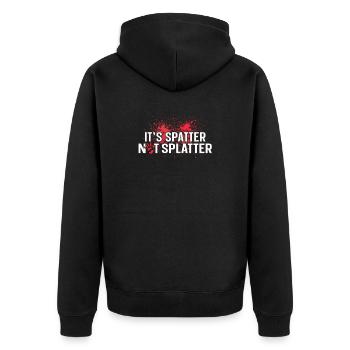 Its Spatter Not Splatter Forensic Crime Scene - Unisex Premium Organic Zip Hoodie - black - Back - Nico (187cm)
