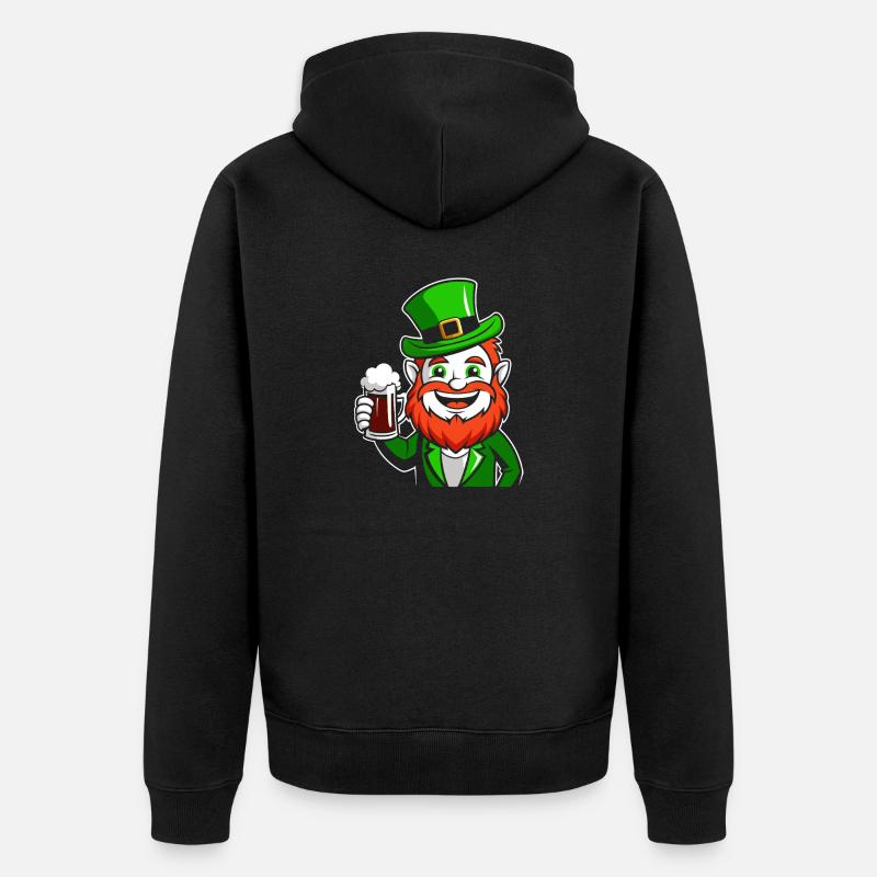 Leprechaun & Beer - Saint-Patrick - Irlande - Veste à capuche bio Premium Unisexe - noir