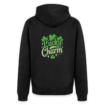 Porte-bonheur - Saint-Patrick - Irlande - Veste à capuche bio Premium Unisexe - noir - Dos - Nico (187cm)