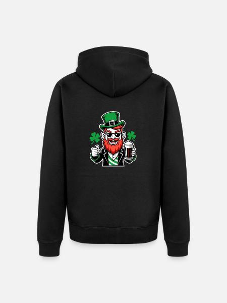 Leprechaun & Beer - Saint-Patrick - Irlande - Veste à capuche bio Premium Unisexe - noir