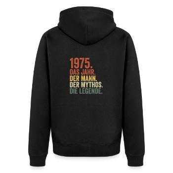 1975 Jahr Mann Mythos Legende Geburtstag - Unisex Premium Bio Zip Hoodie - Schwarz - Hinten - Nico (187cm)