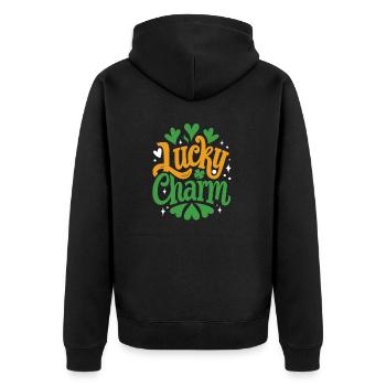 Porte-bonheur - Saint-Patrick - Irlande - Veste à capuche bio Premium Unisexe - noir - Dos - Nico (187cm)