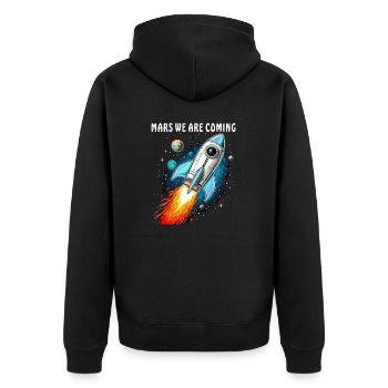 ROCKET MARS WE ARE COMING - Unisex Premium Organic Zip Hoodie - black - Back - Nico (187cm)