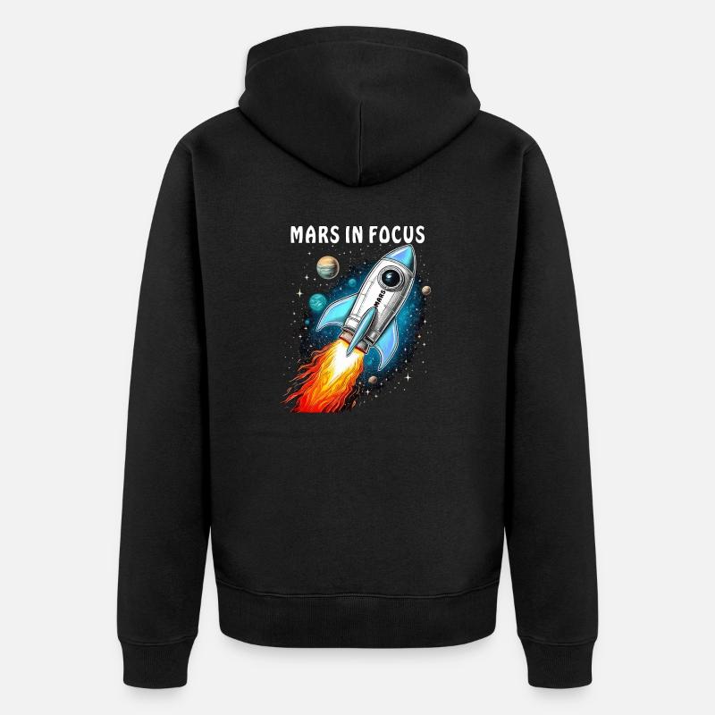RAKETE MARS IN FOCUS - Unisex Premium Bio Zip Hoodie - Schwarz
