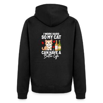 Je travaille dur pour que mon chat puisse avoir une vie meilleure - Veste à capuche bio Premium Unisexe - noir - Dos - Nico (187cm)