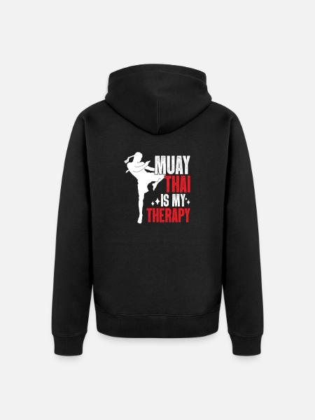 Muay Thai er min terapikunst med åtte lemmer Muay - Premium økologisk unisex-hættejakke - sort