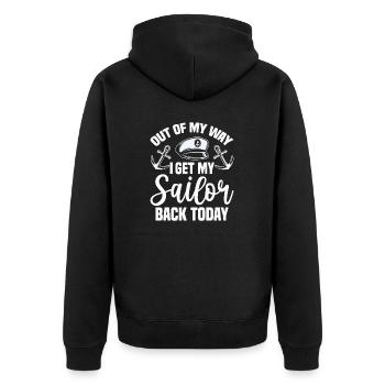 Out Of My Way Funny Homecoming Cruiser Sailor - Unisex Premium Organic Zip Hoodie - black - Back - Nico (187cm)