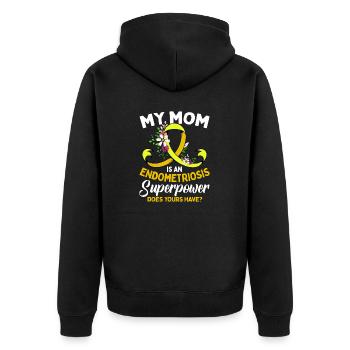 Sensibilisation à l’endométriose Maman drôle Ruban jaune - Veste à capuche bio Premium Unisexe - noir - Dos - Nico (187cm)