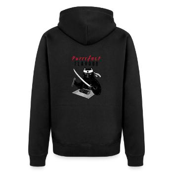 Purrrfect Flavour – Sushi Chef Cat - Unisex Premium Bio Zip Hoodie - Schwarz - Hinten - Nico (187cm)