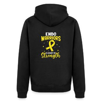 Endo Warrior Ruban Jaune Endométriose Pelvienne - Veste à capuche bio Premium Unisexe - noir - Dos - Nico (187cm)