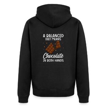 Lustige Schokolade Diät Schoko Süßigkeiten Süße Zahn - Unisex Premium Bio Zip Hoodie - Schwarz - Hinten - Nico (187cm)