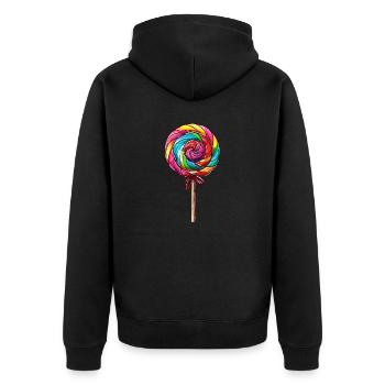 Lustige Süßigkeiten Süßwaren Snacks Naschkatzen - Unisex Premium Bio Zip Hoodie - Schwarz - Hinten - Nico (187cm)