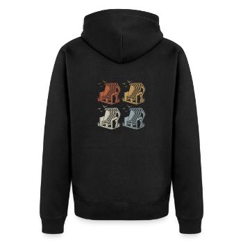 Beach Chair Retro - Vintage - Silhouette - Unisex Premium Organic Zip Hoodie - black - Back - Nico (187cm)
