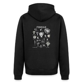 Februar Saisonales Gemüse und Obst Collage - Unisex Premium Bio Zip Hoodie - Schwarz - Hinten - Nico (187cm)