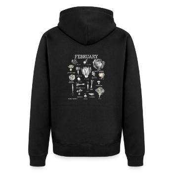 Februar Collage mit saisonalem Gemüse und Obst - Unisex Premium Bio Zip Hoodie - Schwarz - Hinten - Nico (187cm)