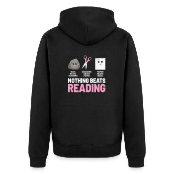 Rien ne vaut la lecture Rock Paper Scissors Drôle - Veste à capuche bio Premium Unisexe - noir - Dos - Nico (187cm)