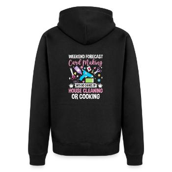 Wochenendvorhersagekarte Lustiges Scrapbooking machen - Unisex Premium Bio Zip Hoodie - Schwarz - Hinten - Nico (187cm)
